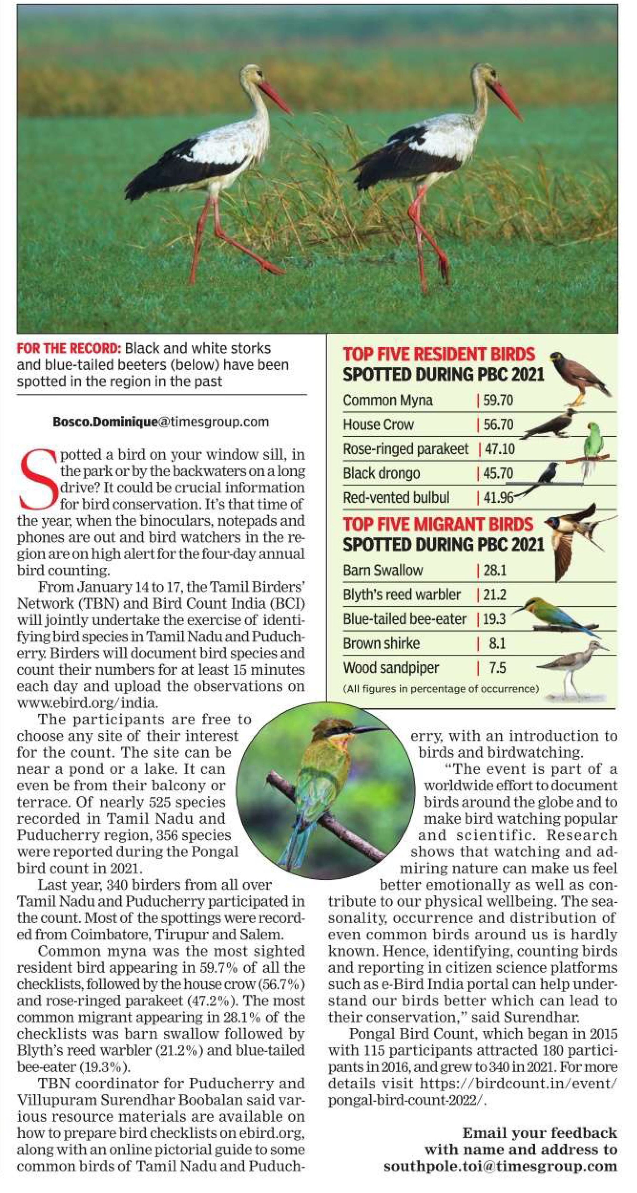 Eye on the sky as annual Pongal bird count begins
