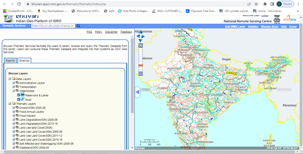 water bodies bhuvans map spatial data